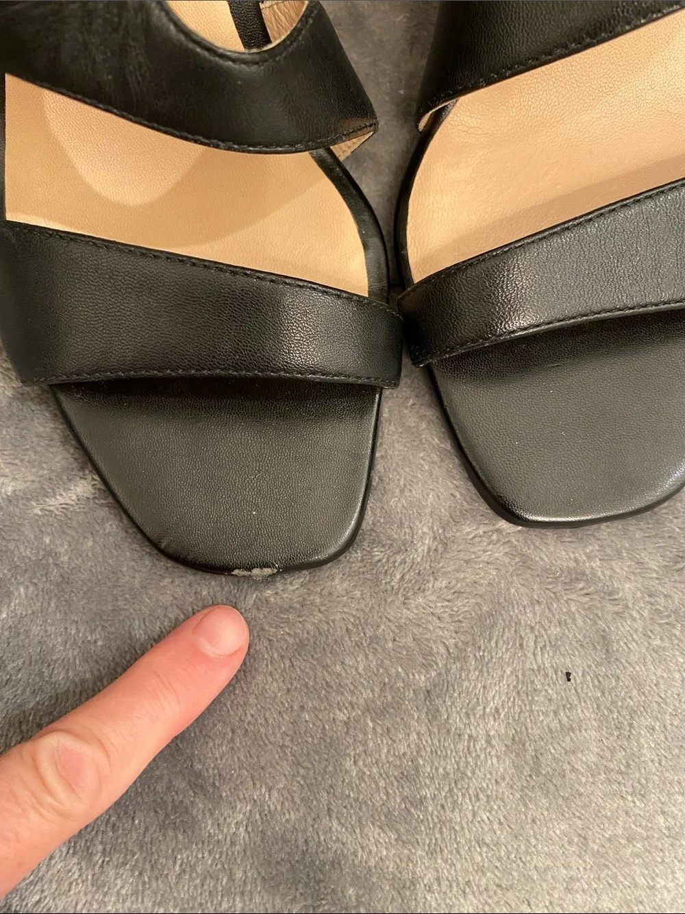 27 EDIT Black Leather Open-Toe Strappy Heels